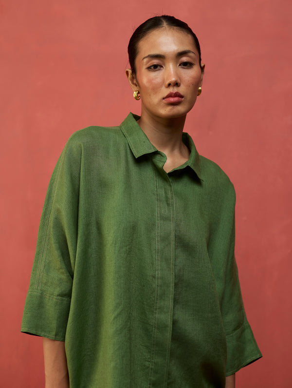 Yoko Forever Linen Shirt - Fern Green