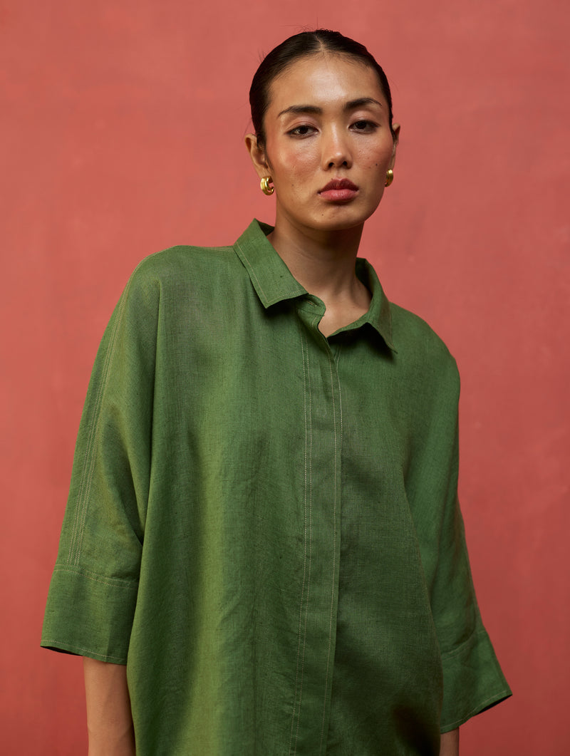 Yoko Forever Linen Shirt - Fern Green