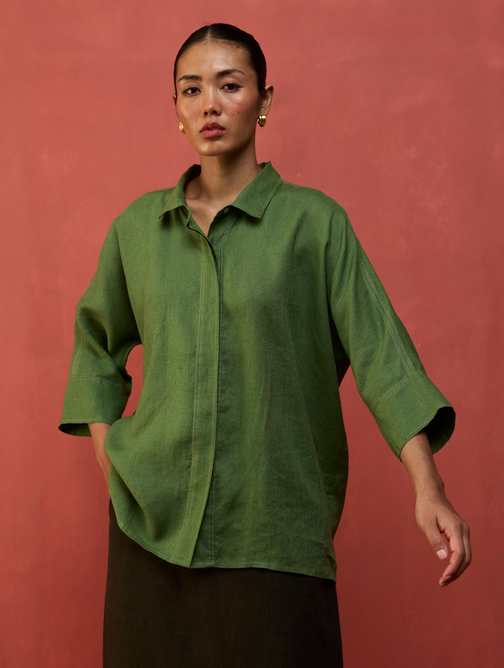 Yoko Forever Linen Shirt - Fern Green