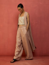 Misato Stripe Linen Overlay - Dusty Rose