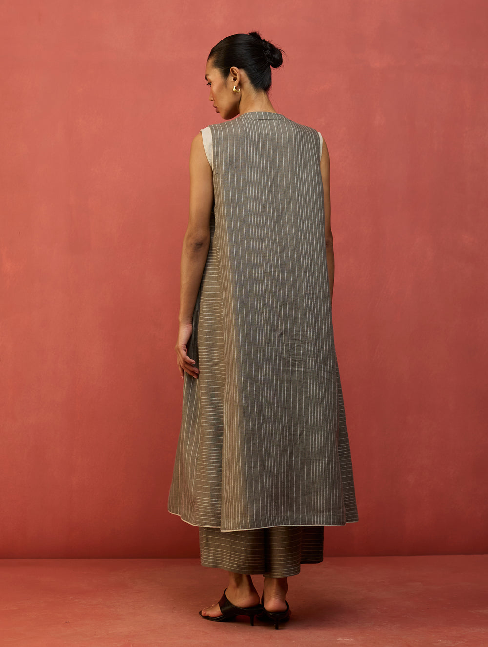 Misato Stripe Linen Co-ord Set - Grey