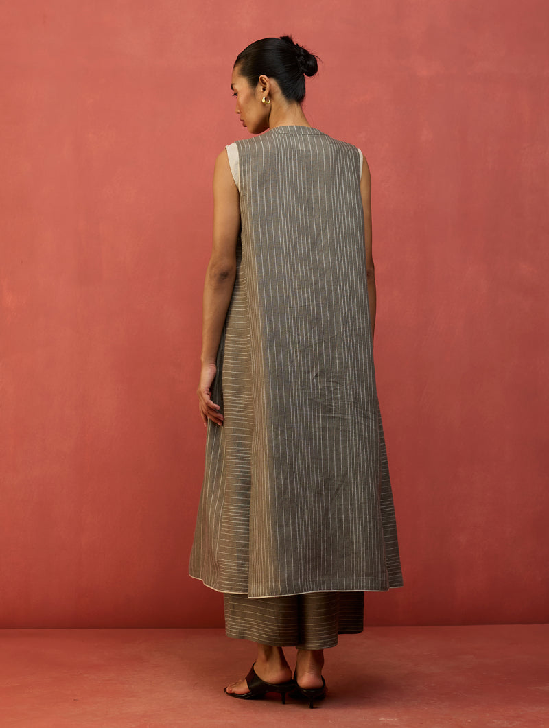 Misato Stripe Linen Co-ord Set - Grey