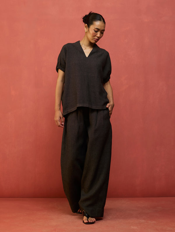 Hoshi Linen Co-ord Set - Charcoal