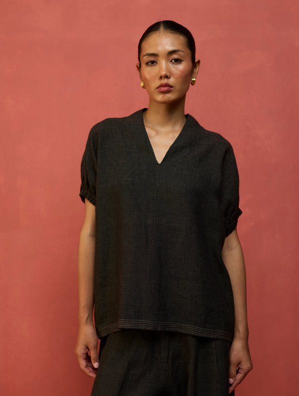 Hoshi Linen Co-ord Set - Charcoal
