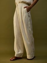 Sumire Curved Hem Linen Co-ord Set - Off White