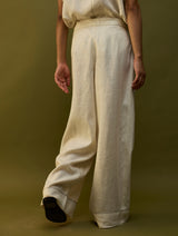 Sumire Curved Hem Linen Co-ord Set - Off White