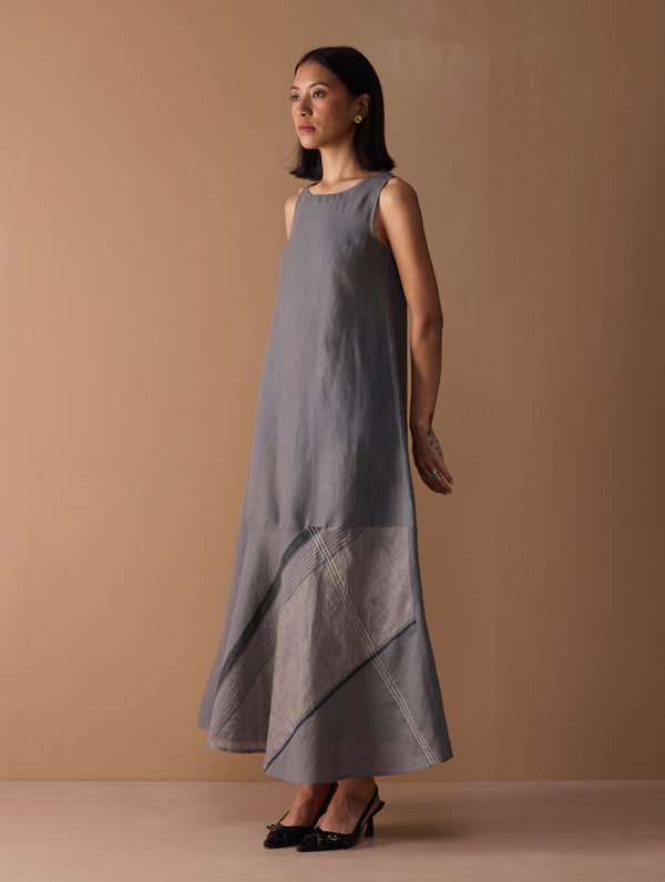 Pana Bias Panel Metallic Dress - Metallic Grey