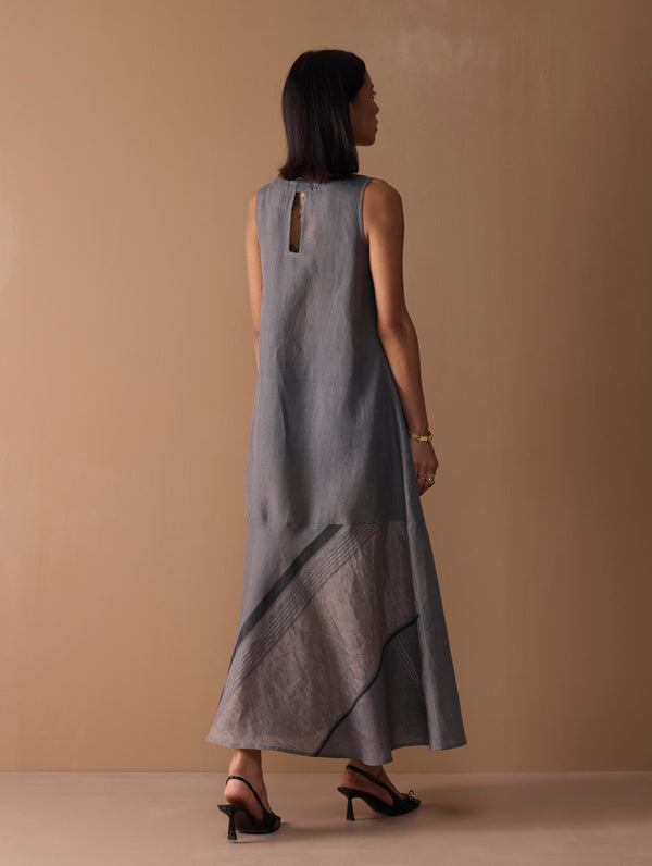 Pana Bias Panel Metallic Dress - Metallic Grey