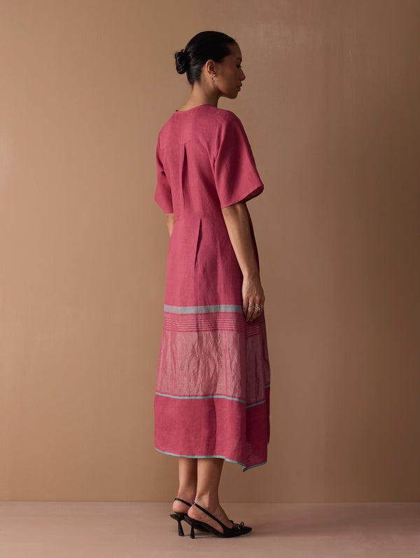 Issa Metallic Wrap Dress - Metallic Crimson