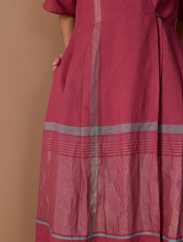 Issa Metallic Wrap Dress - Metallic Crimson