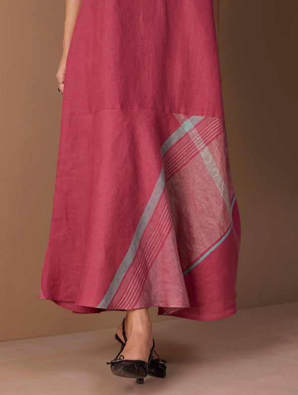 Pana Bias Panel Metallic Dress - Metallic Crimson