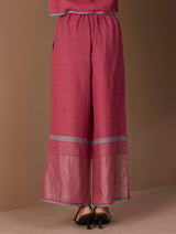 Aaro Metallic Palazzo Pants - Metallic Crimson