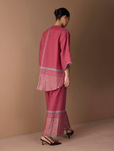 Zina Metallic Linen  Co-ord Set - Metallic Crimson