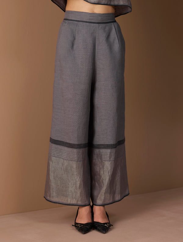 Aaro Metallic Palazzo Pant - Metallic Grey