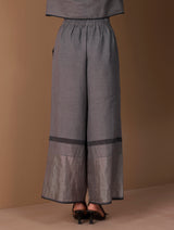 Aaro Metallic Palazzo Pants - Metallic Grey