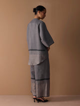 Zina Metallic Linen Top - Metallic Grey