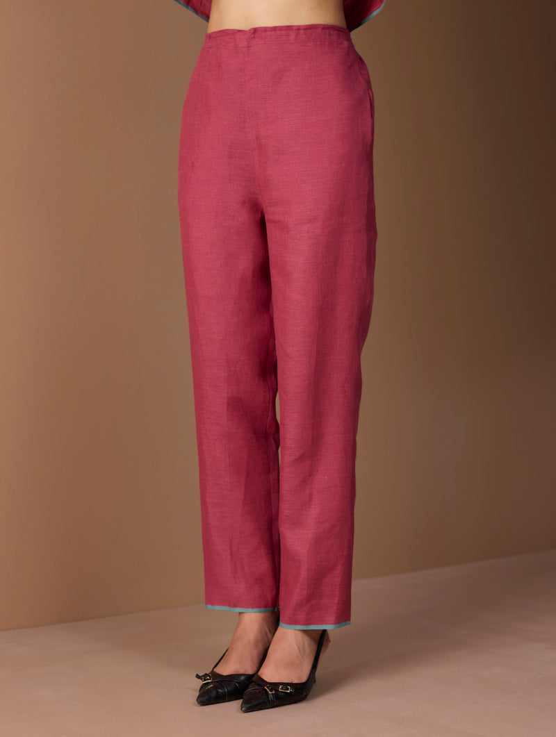 Parisa Tapered Selvedge Pants - Crimson