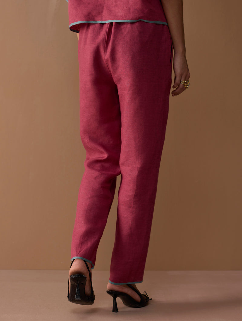 Parisa Tapered Selvedge Pants - Crimson