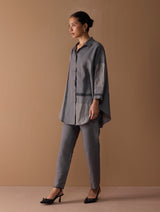 Iza Metallic Linen Co-ord Set - Metallic Grey