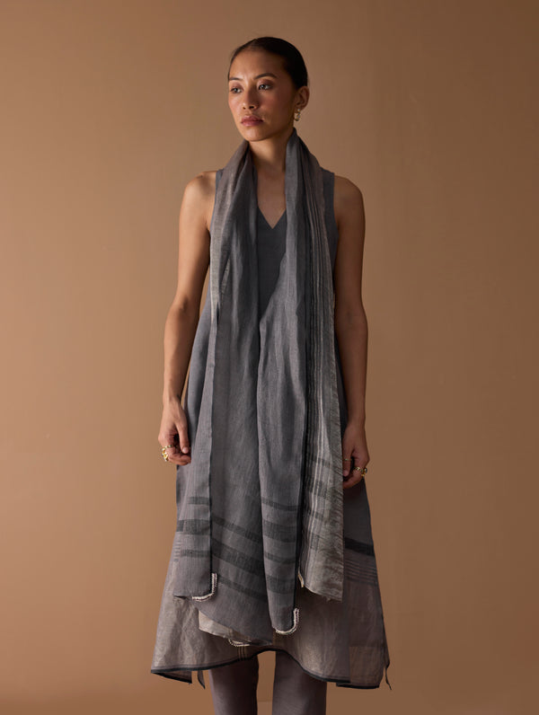 Noor Sleeveless Kurta Set - Metallic Grey
