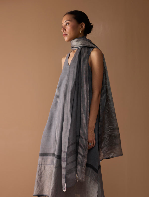 Noor Sleeveless Kurta Set - Metallic Grey