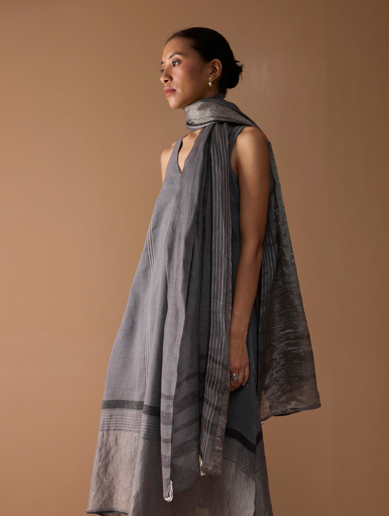 Noor Sleeveless Kurta Set - Metallic Grey