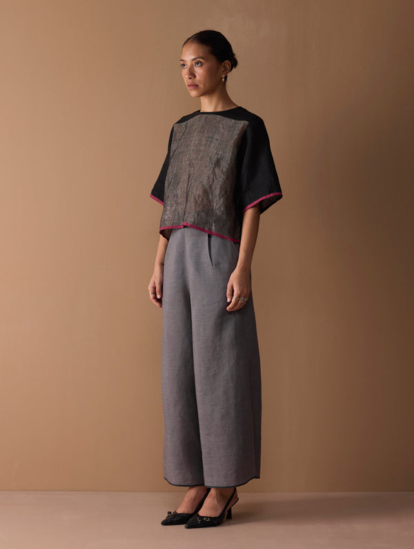 Rina Palazzo Selvedge Pant - Grey