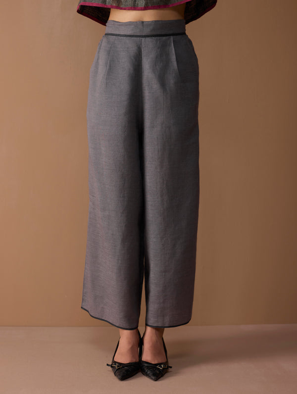 Rina Palazzo Selvedge Pant - Grey