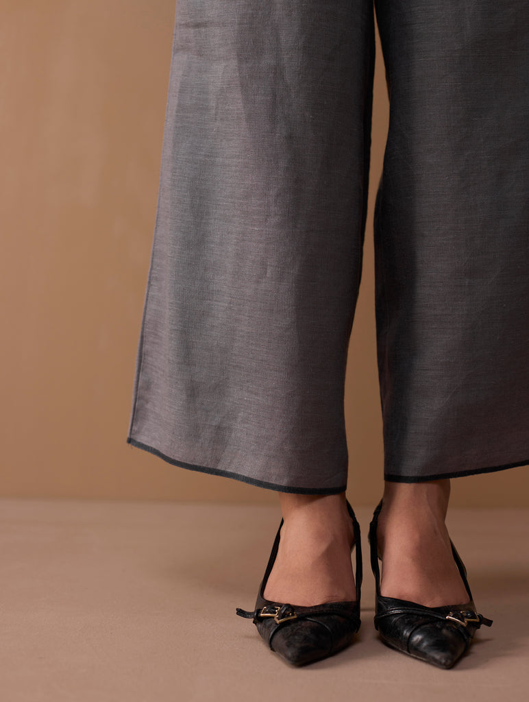 Rina Palazzo Selvedge Pant - Grey