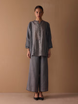 Mana Angrakha  Co-ord Set -  Metallic Grey