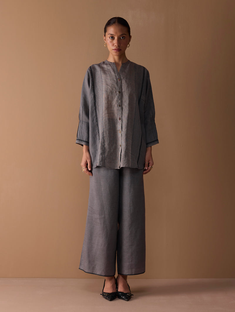Mana Angrakha  Co-ord Set -  Metallic Grey