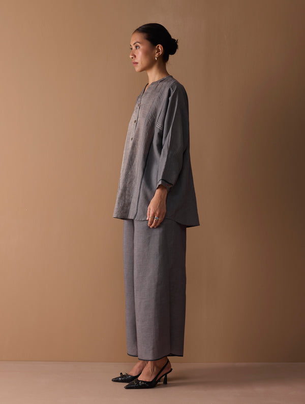 Rina Palazzo Selvedge Pant - Grey