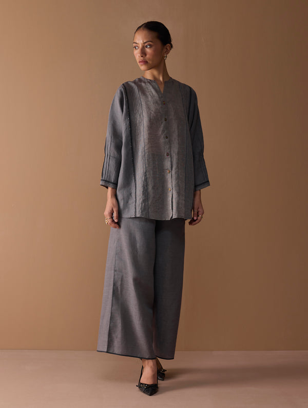 Rina Palazzo Selvedge Pant - Grey