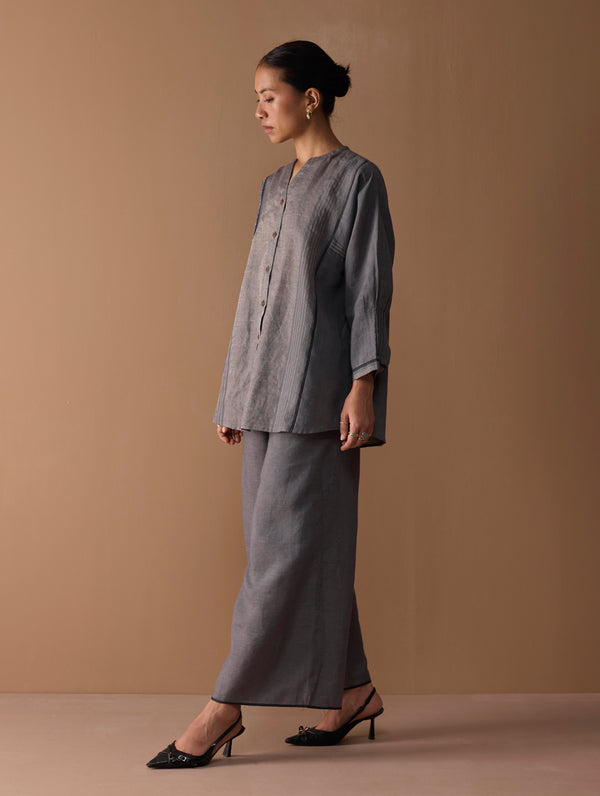 Mana Angrakha  Co-ord Set -  Metallic Grey