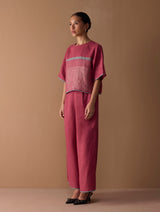Rina Palazzo Selvedge Pants - Crimson