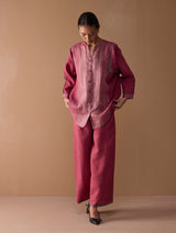 Mana Angrakha Co-ord Set -  Metallic Crimson