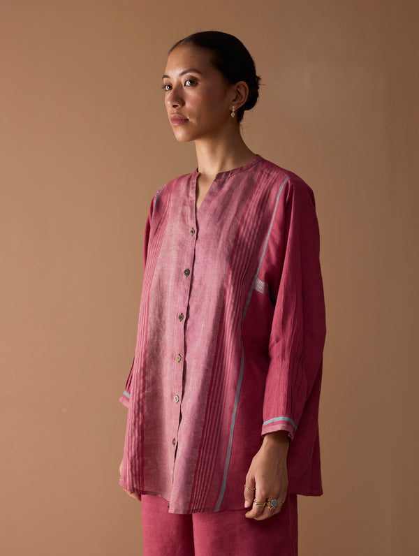 Mana Angrakha Shirt - Metallic Crimson