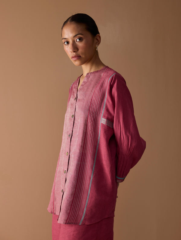 Mana Angrakha Shirt - Metallic Crimson