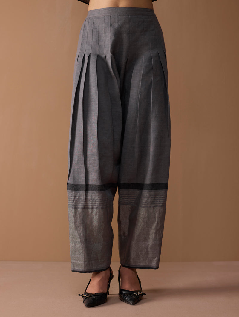 Sahar Hand-Embroidered Kurta Set - Metallic Grey
