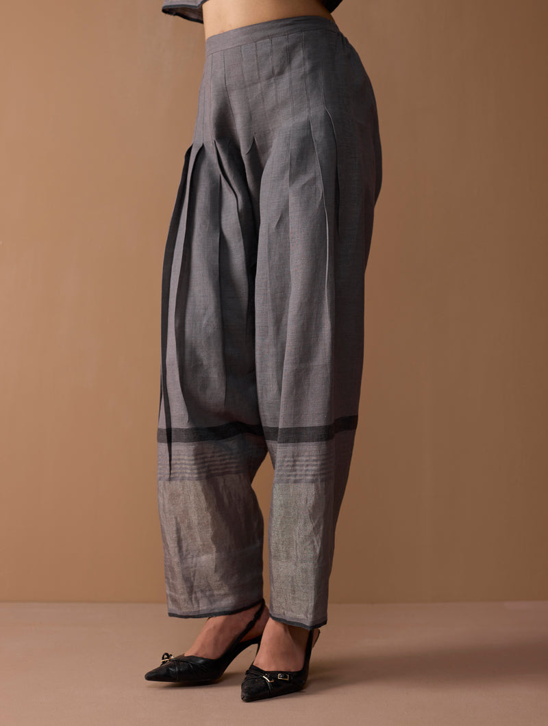 Sira Metallic Salwar Pants - Metallic Grey