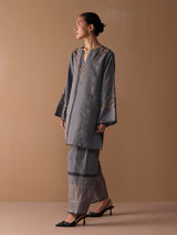 Sahar Hand-Embroidered Kurta Set - Metallic Grey