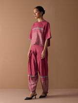 Sira Metallic Salwar Pants - Metallic Crimson