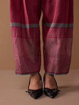 Sira Metallic Salwar Pants - Metallic Crimson
