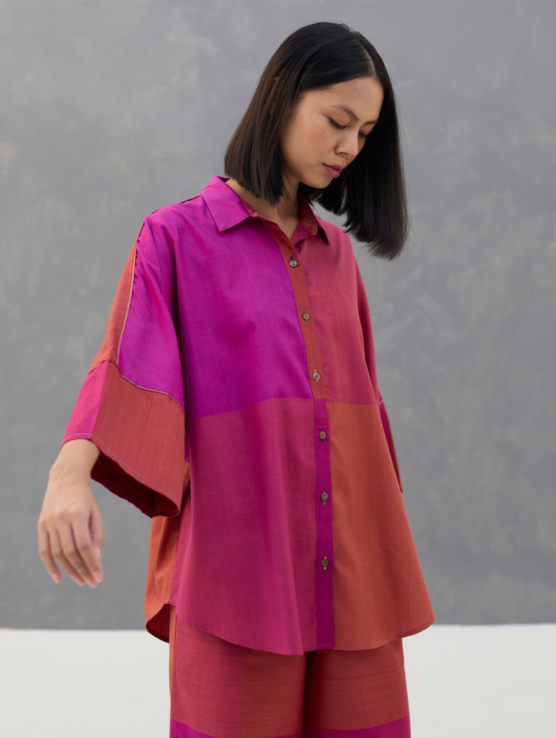 Sara Handwoven Eri Silk Shirt - Rose
