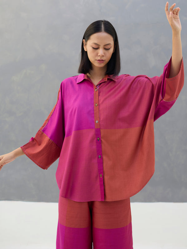 Sara Eri Silk Co-ord Set  - Rose