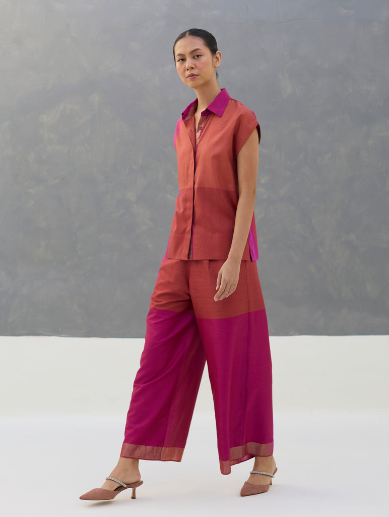 Aana Eri Silk Co-ord Set -  Rose