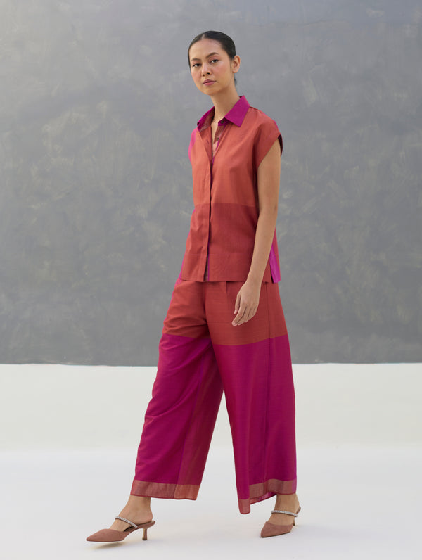 Aana Eri Silk Co-ord Set -  Rose