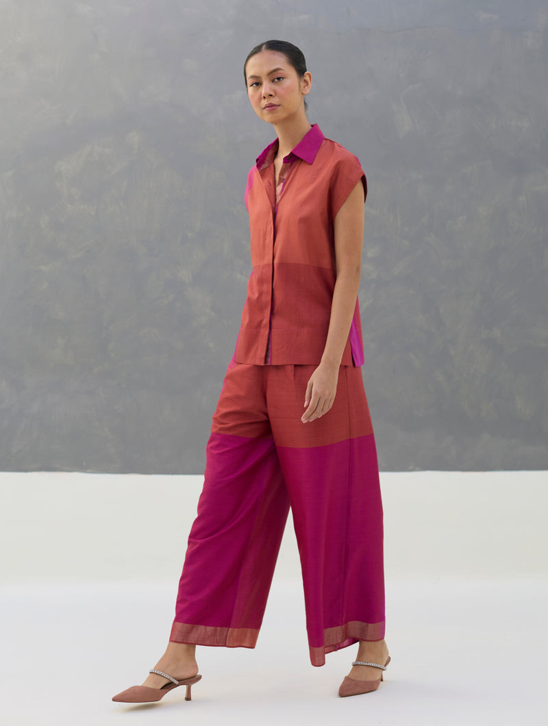 Aana Eri Silk Co-ord Set -  Rose