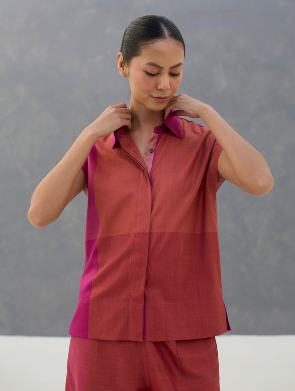 Aana Cap-Sleeve Eri Silk Shirt -  Rose