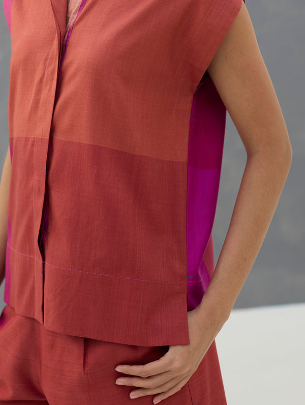 Aana Cap-Sleeve Eri Silk Shirt -  Rose